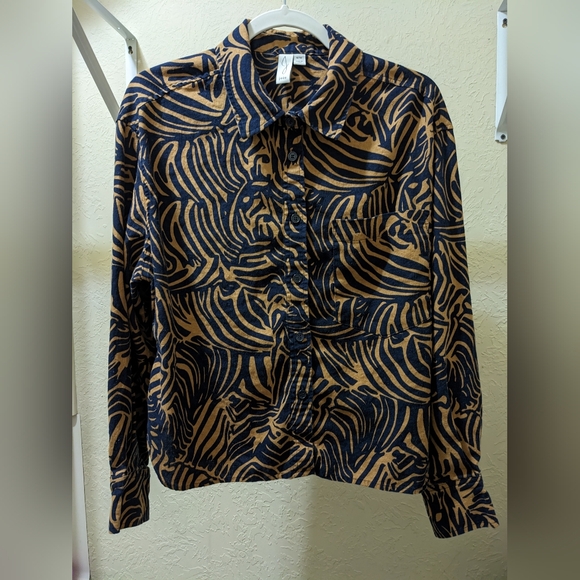 Joie Tan and Black Animal Print  Patterned Shirt., Medium, EUC - Picture 2 of 5